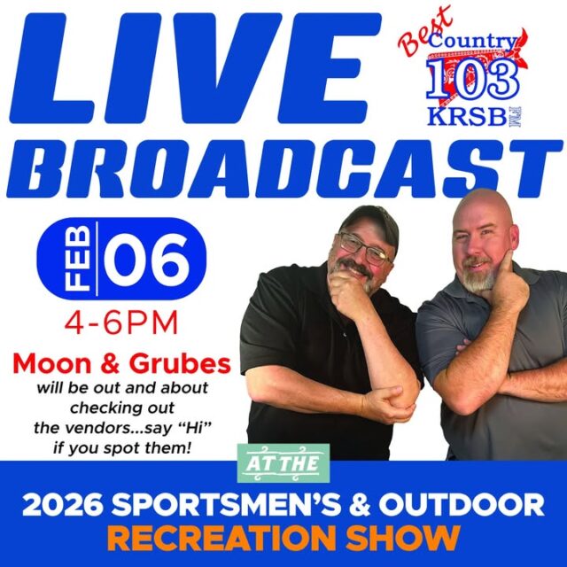 Tomorrow starts the 30th Annual Seven Feathers Sportsmen's & Outdoor Recreation Show (presented by Bi-Mart) is just A little over a week away – hitting the Douglas County Fairgrounds in Roseburg , February 6-8, 2026!

Moon & Grubes from Best Country 103 will be broadcasting LIVE on tomorrow, February 6th from 4pm to 6pm – swing by our booth, say hi, and chat all things hunting, fishing, and the great outdoors! 👋📻

Admission details:
- Adults: $9 (grab a $2 off coupon from Bi-Mart for just $7 – valid Friday & Sunday only!)
- Kids 6-12: $1
- Children 5 & under: FREE

New hours this year: Friday Noon-7pm, Saturday 10am-7pm, Sunday 10am-3pm.

If you're gearing up for your next adventure – whether it's hunting season, hitting the rivers, camping trips, or checking out the latest gear – this is THE spot! Come see hundreds of exhibits on fishing, hunting, boating, RVing, archery, and more.

We'll be there repping Sportsman's Outdoor & Recreation – keep an eye out and stop and say hello. We'd love to catch up! 😊

Who's counting down and planning to head over? Drop a comment below or tag a buddy you're dragging along! 🏞️

#DouglasCounty #SportsmensShow #OutdoorRecreation #RoseburgEvents #HuntingAndFishing #BestCountry103 #SportsmansOutdoor
