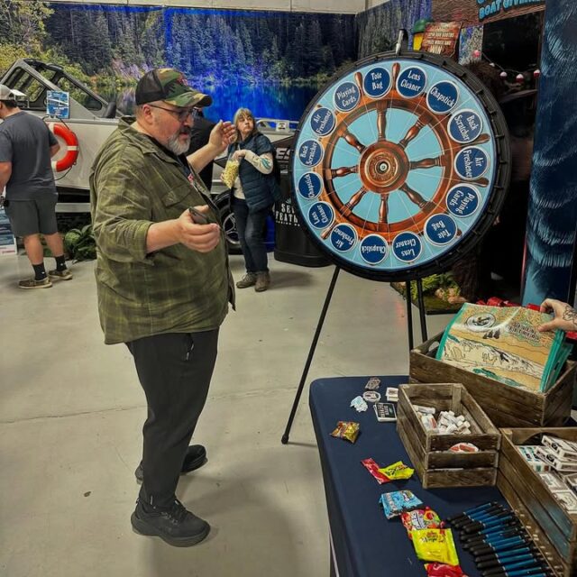 The boys had fun tonight out at The 30th annual Sportsmen’s Outdoor & Recreation show! If you missed out, well it’s happening for 2 more days! Here are just a few of our shots as we were walking around. (Sorry, didn’t catch any of Da’Roadie on that bull. lol) 

Da’Roadie will be out both tomorrow and Sunday at the booth so be sure to stop in and sign up to win those tickets to see Chris Stapleton!!! I even hear he may even be bringing the prize wheel with him. So come on out and stop by the Lotus Media Group booth and say hi to Da’Roadie!