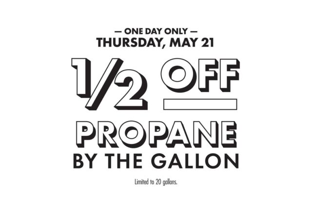 🚨 ONE DAY ONLY PROPANE DEAL at your local Coastal Farm & Ranch! 🚨

Thursday, May 21
½ OFF Propane by the Gallon!

Stock up and save big — fill up your tanks for half price!  
Limited to 20 gallons per customer.

Don’t miss this one-day blowout. Swing by your local Coastal Farm & Ranch this Thursday and grab the deal before it’s gone!

#CoastalDeals #HalfOffPropane #PropaneSale #Roseburg #Oregon
