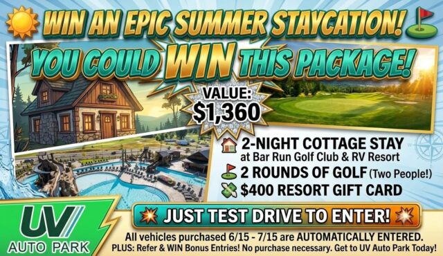 Come on down and find a new ride at UV Auto Park and get in on this awesome Staycation Package!