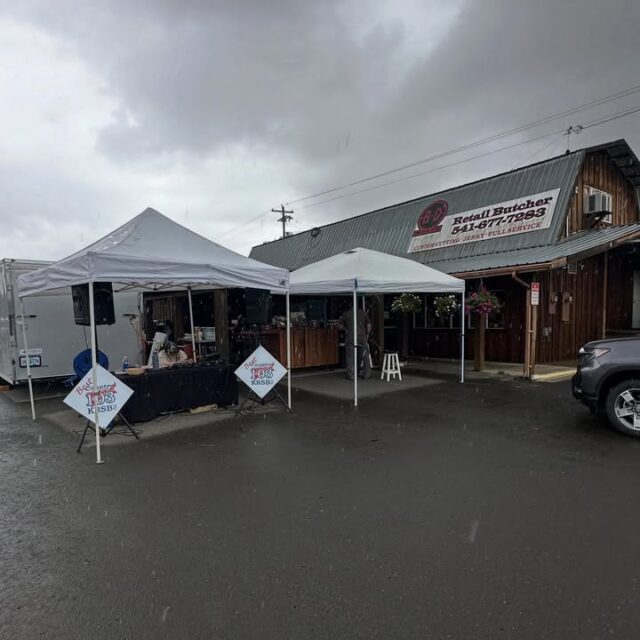 We are all set up down here at B&D Meats for the customer appreciation meat sale and and Rusty Young Cancer Fund Raiser BBQ from Part-Timers BBQ LLC. Don’t let a little rain keep you from coming out and getting some great deals on meat and delicious BBQ.