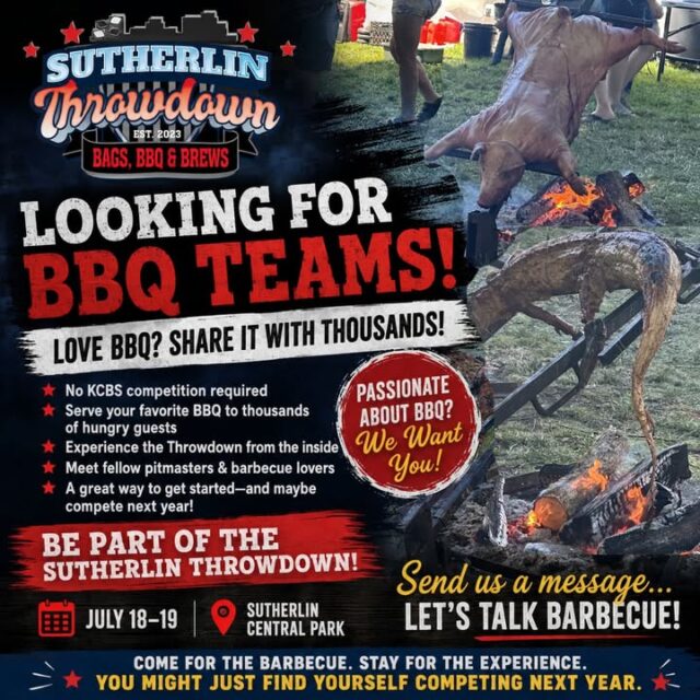 The Sutherlin Throwdown are looking for more BBQ Teams. Let's help make this years Throwdown the biggest one yet!