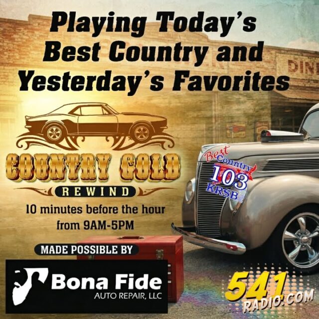 🇺🇸🚗🔥 Crank up the Country Gold Rewind and hit the pavement for Graffiti Car Cruise & Show Week in Douglas County!

This week on Best Country 103, we’re rolling heavy with that classic country cruise vibe — brought to you by Bona Fide Auto Repair LLC, keeping your trucks, classics, and daily drivers show-ready on the roads of the Umpqua Valley!

Kenny’s spinning these car, cruising & highway anthems and more all week long:
- Willie Nelson – “On the Road Again”
- Jerry Reed – “East Bound and Down”
- Eddie Rabbitt – “Drivin’ My Life Away”
- Alan Jackson – “Mercury Blues”

Whether you’re polishing chrome for the show or just out cruising the county, Bona Fide has your back with honest repairs, real Douglas County service, and no surprises. We keep your ride running smooth so you can enjoy every mile of Graffiti Car Cruise & Show Week!

“We fix the bumps so your ride rolls as sweet as a steel guitar!” 🛻🔧🎸

Turn it up, roll ‘em out, and let the good times cruise! 🎶🚘

#BestCountry103 #CountryGoldRewind #BonaFideAuto #GraffitiCarCruise #DouglasCounty #UmpquaValley #RoseburgOR #CarShow #CruiseWeek