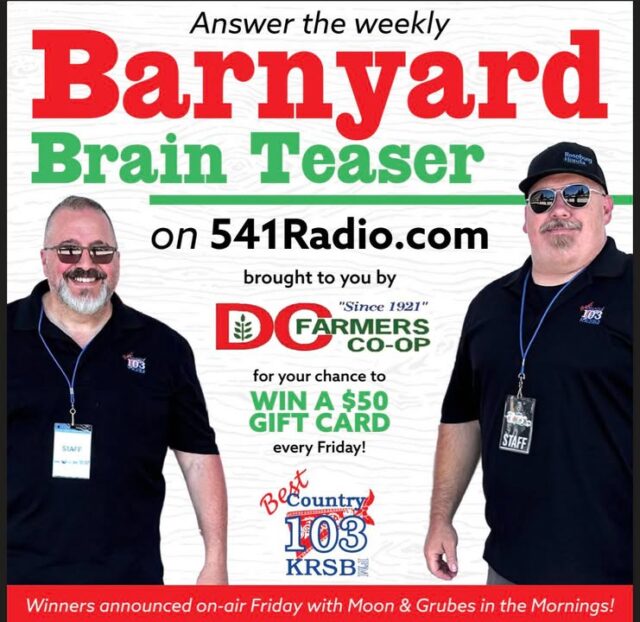 🚜 Barnyard Brain Teaser Giveaway on Best Country 103! 🤠

Think you know your local ag scene? Test your knowledge with this week’s Barnyard Brain Teaser, brought to you by the Douglas County Farmer's Co-op and Best Country 103!

For more than a century, Douglas County Farmers Co-op has been a cornerstone of Southern Oregon agriculture. Founded in 1921 by local farmers as the Douglas County Farm Bureau Cooperative Exchange, it was created so producers could band together to buy supplies more affordably and support one another. Over the decades the Co-op has weathered the Great Depression, World War II, and even the 1959 Roseburg Blast that leveled its original building—yet it kept right on serving the community. Today, with stores in Roseburg and Winston (plus a bulk grain facility), the Co-op still lives by its motto: “Good people, good products, good advice.”

Whether you’re raising cattle, horses, chickens, show livestock, or just a few backyard animals, the Co-op is stocked with quality feeds from Purina (including Honor Show Chow), LMF, Triple Crown, Land O’Lakes, Haystack, custom bulk mixes, and more. They’re a Purina Certified Expert Dealer and can even create custom grain blends to fit your animals’ exact needs.

You could WIN a $50 gift card every Friday! 💳✨

This Week’s Question:
Name one type of animal feed you can purchase at Douglas County Farmers Co-op:

A) Purina Honor Show Chow  
B) Chicken layer pellets  
C) Custom mixed bulk grain for livestock  
D) All of the above  

👉 Head over to 541Radio.com right now to submit your answer!  
https://541radio.com/2026/08/03/barnyard-brain-teaser/

Tune in on-air to Moon & Grubes in the Mornings to hear the winners announced every Friday! 📻🐓