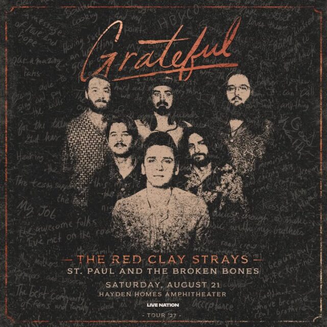 You heard it right this morning on Moon & Grubes in the Morning!!! Our first concert of 2027 has been announced and we are going to have your Ticket To Ride! Stay tuned on how you can win tickets to see the Red Clay Strays with St. Paul and The Broken Bones live Saturday, August 21st at Hayden Homes Amphitheater!!!!

Tickets go on sale Friday, October 9th: https://www.ticketmaster.com/event/0F00653CB447A3DC

Be sure to secure your guarantee ticket to this great show but stay tuned for the future contests!