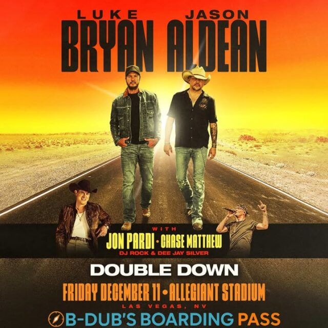 🔥 DOUBLE DOWN IN VEGAS! 🔥

Luke Bryan + Jason Aldean on the same stage… with Jon Pardi, Chase Matthew, DJ ROCK & Dee Jay Silver?!  

That’s right!!! B-Dub’s Boarding Pass is sending you to Allegiant Stadium in Las Vegas for an unforgettable night on Friday, December 11!

Enter once a day for your chance to win (contest runs until November 8th and winner notified November 9th from B-Dub's crew):  
👉 https://www.bdubradio.com/VEGAS/

Don’t sleep on this one! Daily entries mean more chances to score those tickets. Who’s ready to Double Down with us? 🤠✈️

Tune into B-Dub on Best Country 103 weeknights from 6pm-11pm and Saturday Night from 7pm to Midnight!