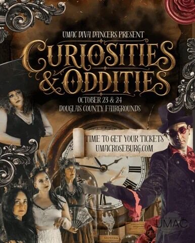 Local community members and special guests will share their latest production of, ‘The Cabinet of Curiosities & Oddities’ Friday, October 23rd and Saturday, October 24th at the Douglas County Fairgrounds Exhibit Hall.An Umpqua Movement Arts Collaboration release said the fun, mysterious production has captivating dance and theatrical storytelling to transport attendees to a dark, enchanting Victorian era world. The show is a production from the Umpqua Movement Arts Collaboration, a nonprofit organization.Doors will open at 6:30 p.m. with the shows starting at 7:00 p.m. both evenings. Tickets are $22 in advance on the UMAC website and $27 at the door. The event features a no-host bar along with a food truck. All ages are welcome to attend but parental discretion is advised for mature themes.For More Information Please Visit www.nrtoday.com