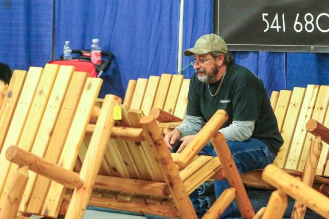Under a Black Sign that said Custom Wood Creations Roy Hopkins sat on a wood bench and watched people at the Fall Craft Fair on Saturday in Roseburg.

"We've grown considerably in the last few years," Hopkins said. "This year we did good. There was a steady flow at the beginning, where in years passed, it's usually raining in the first day and we're just kind of sitting around."
Dena Craddock looks at items at Sharon B Designs booth at the Fall Craft Fair in Roseburg on Saturday.

He said the woodworking began as a hobby by his sister, and it's taken over the whole family. They make all types of furniture including swings, picnic tables, bar stools, beds, dog beds, canopy beds, tables and chairs and much more.

https://www.nrtoday.com/news/history/woodwork-clothing-foods-and-more-fall-craft-fair-had-projects-of-all-sort/article_e7456000-6ee4-47cf-b33b-54782142509f.html