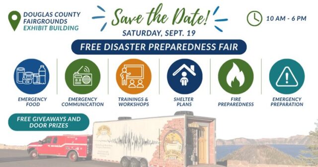 Douglas County’s Community Organizations Active in Disaster will host a Disaster Preparedness Fair this Saturday, September 19th from 10:00 a.m. to 6:00 p.m. at the Douglas County Fairgrounds.

The free-family friendly event offers an opportunity to learn about local disaster preparedness while enjoying games, giveaways and prizes. That includes Shaky Grounds Café, a fun, adventure-based mobile game where attendees can practice hands on skills in a post-quake world.

The fair will include information on feeding families, emergency communications, shelter plans, fire preparedness, and training that is available.

Admission is free but organizers asked participants to bring a canned food donation to support the local food pantry.