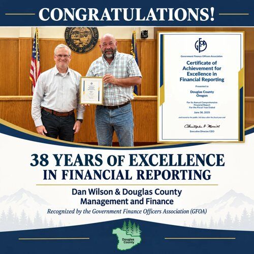Douglas County earns national award for financial reporting AM Oct 19 PSDouglas County Commissioners Tom Kress, Chris Boice, and Tim Freeman announced that Douglas County has received the Certificate of Achievement for Excellence in Financial Reporting by the Government Finance Officers Association of the United States and Canada.A county release said according to GFOA, the Certificate of Achievement is the highest form of recognition in the area of governmental accounting and financial reporting, and its attainment represents a significant accomplishment by a government and its management. The award recognizes Douglas County’s Annual Comprehensive Financial Report for the fiscal year ending June 30, 2025, and marks an extraordinary 38 consecutive years that Douglas County’s Management and Finance Department has earned this national recognition.For More Information Please Visit www.nrtoday.com