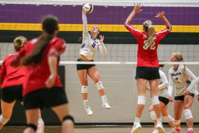 DIXONVILLE — The Umpqua Valley Christian School volleyball team trounced Days Creek in a three-set victory on Tuesday night in the Skyline League opening match.

The Monarchs held strong against the Wolves, with set scores going 25-15, 25-21, 25-9.

"We played really well. We're excited to be at home and play Days Creek," Umpqua Valley Christian head coach Abby Parker said.

"We made most of our serves. I think we can count missed serves on one hand, which is always good. And we just kept attacking, stayed aggressive."

Meagan Hellenthal ended with 20 kills, nine aces and four digs for the Monarchs. Reagan Dettwyler had 29 assists and three aces. McKinley Downie added six kills, one block and one ace. Sophia Hanover had one kill, one block and one ace.

For More Information Please Visit www.nrtoday.com
