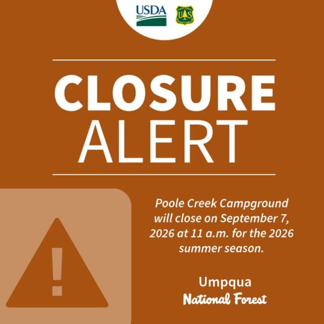 The Poole Creek Campground, including Poole Creek Boat Ramp, will close to the public at 11:00 a.m. on September 7, to allow for construction work to begin. The campground will remain closed until the summer 2027 season.

A release from the Umpqua National Forest said this project is being completed in collaboration with PacifiCorp and will improve campground infrastructure and visitor access. Planned improvements include parking improvements at lakeside campsites, new asphalt and subgrade improvements to campground loop road, and parking lot refurbishment near the Poole Creek Boat Ramp.

For More Information Please Visit www.nrtoday.com