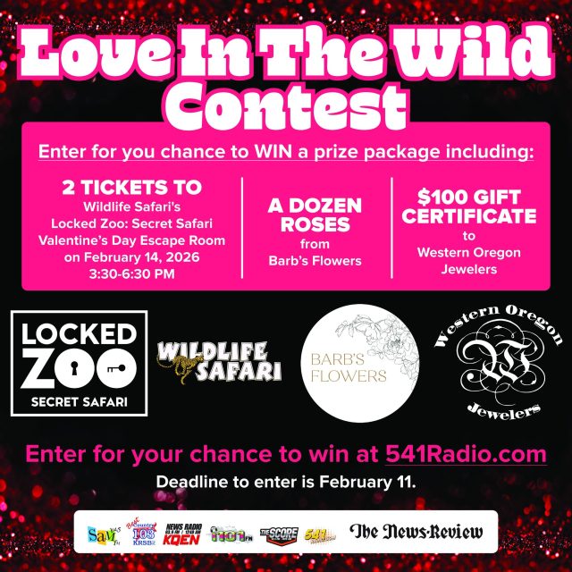 ❤️ Love In The Wild Contest – Your Ultimate Valentine's Adventure Awaits! 🦒💕

Couples (or friends and adventure seekers), imagine this: 
You and your special someone solving thrilling puzzles in Wildlife Safari's Locked Zoo: Secret Safari Valentine's Day Escape Room on February 14th... kicking the day off with a stunning dozen red roses from Barb's Flowers and Gifts and a $100 gift certificate to Western Oregon Jewelers to spoil each other even more! 🦁🌹💍

It's the perfect wild mix of adventure, romance, and luxury – all wrapped up in one incredible prize package!

To enter:  Head to https://541radio.com/2026/01/28/love-in-the-wild-giveaway/ right now and fill out the quick entry form. 

Deadline: February 11th – don't wait, spots are limited and hearts are racing!

Who's ready to get "locked in" with love this Valentine's Day? Tag your Valentine below and tell us why you deserve this epic date night! 👇❤️
#LoveInTheWild #WildlifeSafari #ValentinesEscape #SecretSafari #SouthernOregonRomance #541Radio
